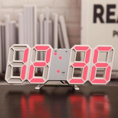 LED Digital Alarm 3D Night Wall Clock Decor Display Temperature Modern USB Home