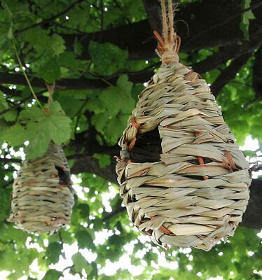 5x Small Wicker Nesting Bird Houses Natural Material Shelter Hanging House Tree