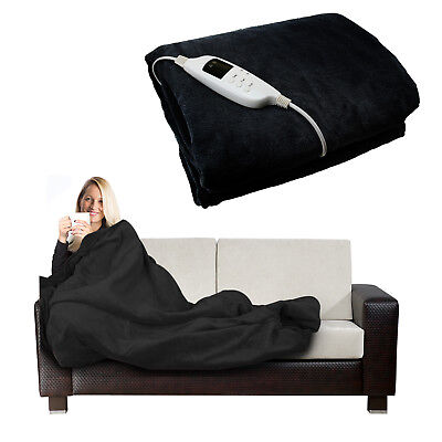 Electric Heated Throw Over Under Blanket Fleece Washable Polyester Warm Mattress