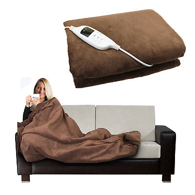 Electric Heated Throw Over Under Blanket Fleece Washable Polyester Warm Mattress