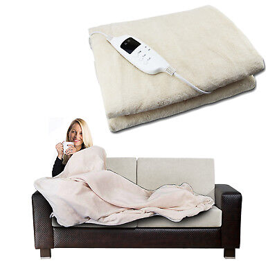 Electric Heated Throw Over Under Blanket Fleece Washable Polyester Warm Mattress