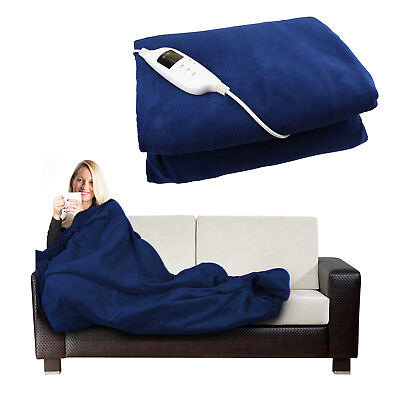 Electric Heated Throw Over Under Blanket Fleece Washable Polyester Warm Mattress