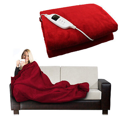 Electric Heated Throw Over Under Blanket Fleece Washable Polyester Warm Mattress