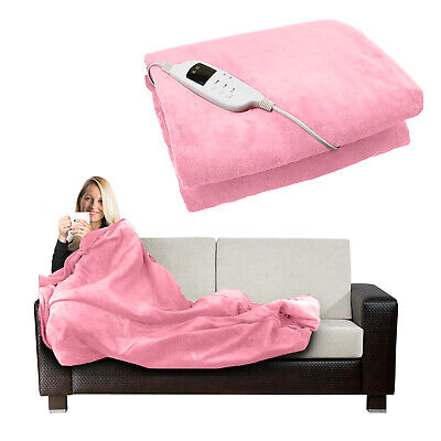 Electric Heated Throw Over Under Blanket Fleece Washable Polyester Warm Mattress