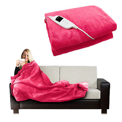 Electric Heated Throw Over Under Blanket Fleece Washable Polyester Warm Mattress