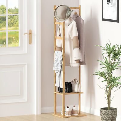 Separate Hanging Garment Coat Stand Shoe Rack w/2 Shelf Hooks