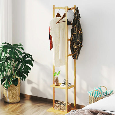 Separate Hanging Garment Coat Stand Shoe Rack w/2 Shelf Hooks