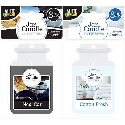 6pk Candle Car Air Freshener Jar 2D | Cotton & New Car Scent Freshner Fragrance