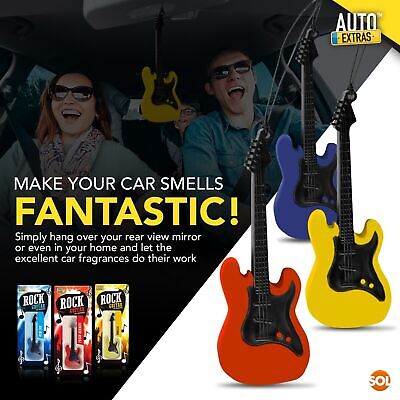 3pk Car Air Freshener Hanging Guitar Auto Freshner | Berry New Car Vanilla Scent