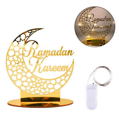 Ramadan Acrylic Eid Mubarak Decoration Mosque Muslim Table Decor LED