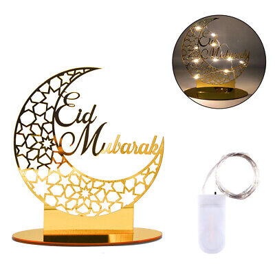 Ramadan Acrylic Eid Mubarak Decoration Mosque Muslim Table Decor LED