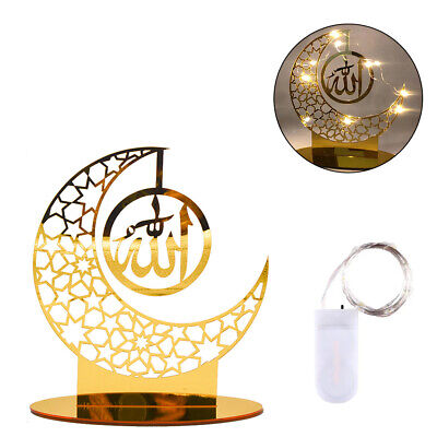 Ramadan Acrylic Eid Mubarak Decoration Mosque Muslim Table Decor LED