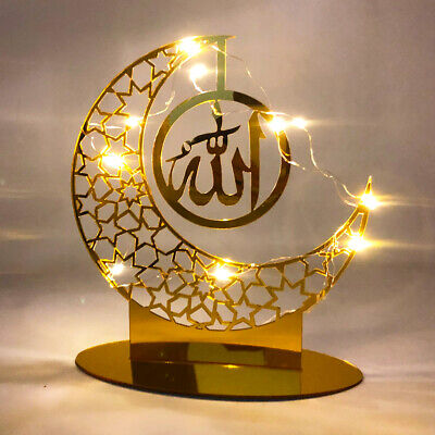 Ramadan Acrylic Eid Mubarak Decoration Mosque Muslim Table Decor LED