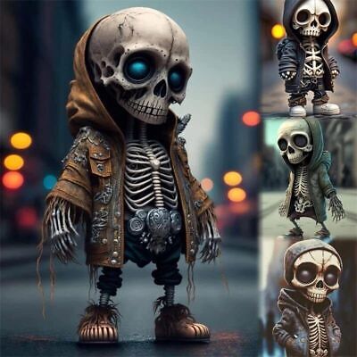 Cool Skeleton Figurines, Halloween Skeleton Doll Resin Crafts Ornament For Desk