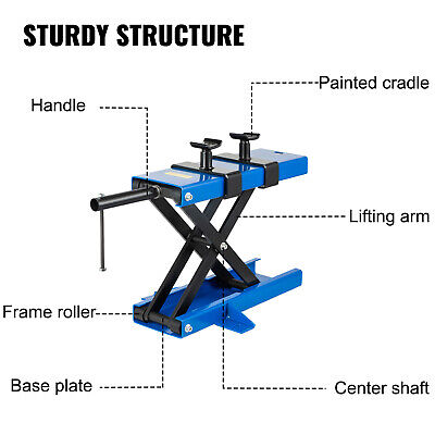 VEVOR 500kg Motorcycle Lift Scissor Motorbike Vehicle Lift Stand Jack 1100LBS