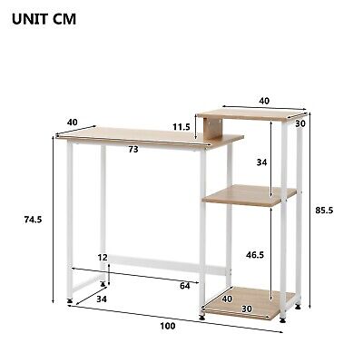 Computer Desk w/ 3 Tier Storage Shelves, Laptop Table, Desk Table w/ Bookshelf