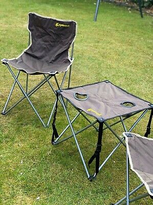 2 x Folding Canvas Camping Chair and Table Portable Fishing Beach Outdoor Garden