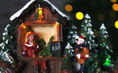 Each Miniature Christmas Village Nativity Scene Ornaments Musical LED Xmas Decoration