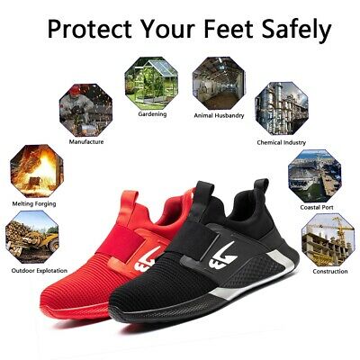 Mens Ankle Safety Trainers Work Boots Ladies Womens Black Steel Toe Cap Shoes UK