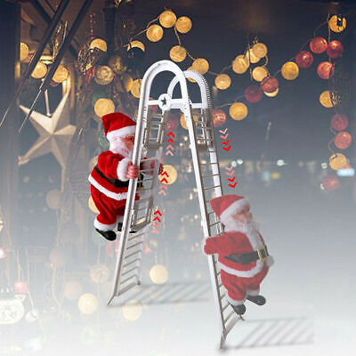 Christmas Electric Climbing Ladder Santa Claus Music Figurine Party Decor Gift