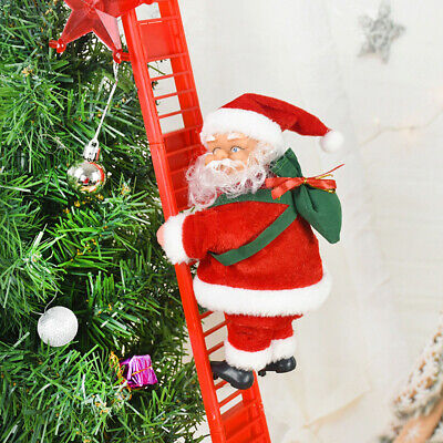 Christmas Electric Climbing Ladder Santa Claus Music Figurine Party Decor Gift