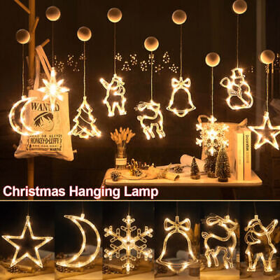 Christmas Each Window Hanging LED Light Xmas Ornament Suction Cup Battery Home Decor