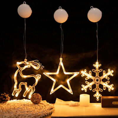 Christmas Each Window Hanging LED Light Xmas Ornament Suction Cup Battery Home Decor