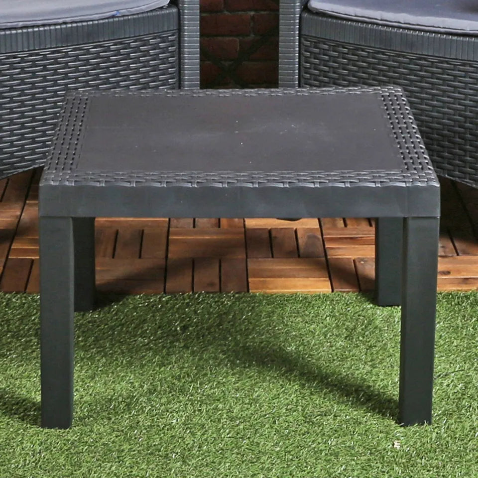 Rattan Look Plastic Garden Coffee Side Snack Table Outdoor Patio Deck