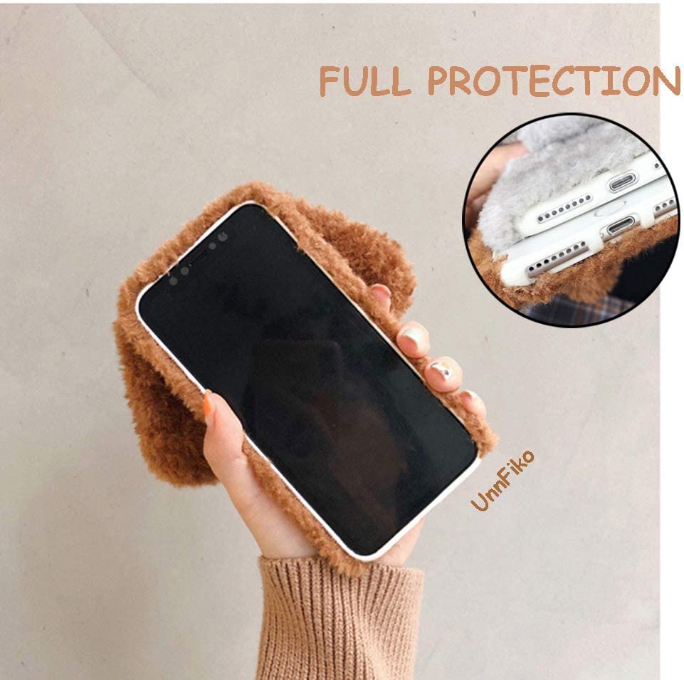 Super Cute Teddy Dog Fluffy Fur Case Compatible with iPhones