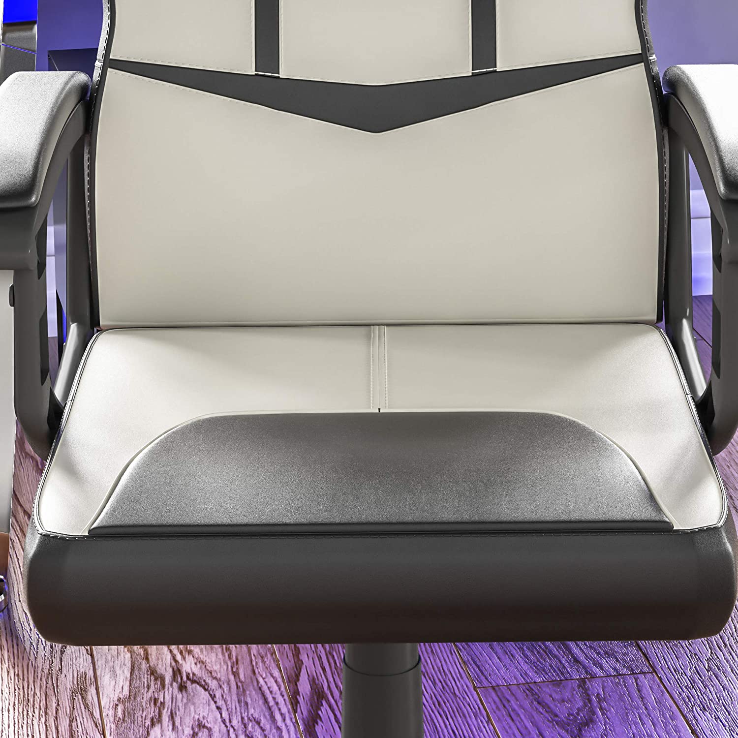 Computer Chair, White & Black, Office Executive Adjustable Swivel Recliner PU Faux-Leather