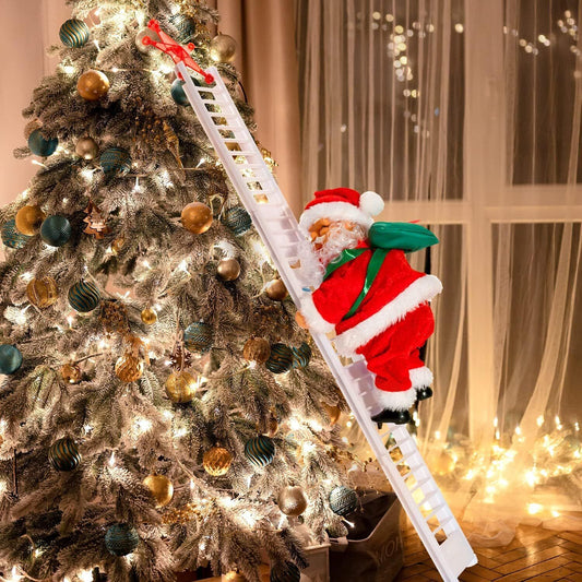 Electric Santa Claus Climbing Ladder Christmas Tree Indoor Outdoor Party Decor