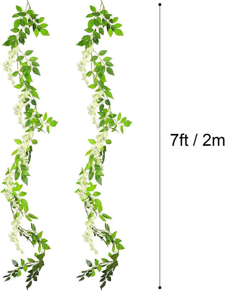 2x7FT Artificial Wisteria Vine Garland Plants Flowers Arts For Ceremony Home Wedding De