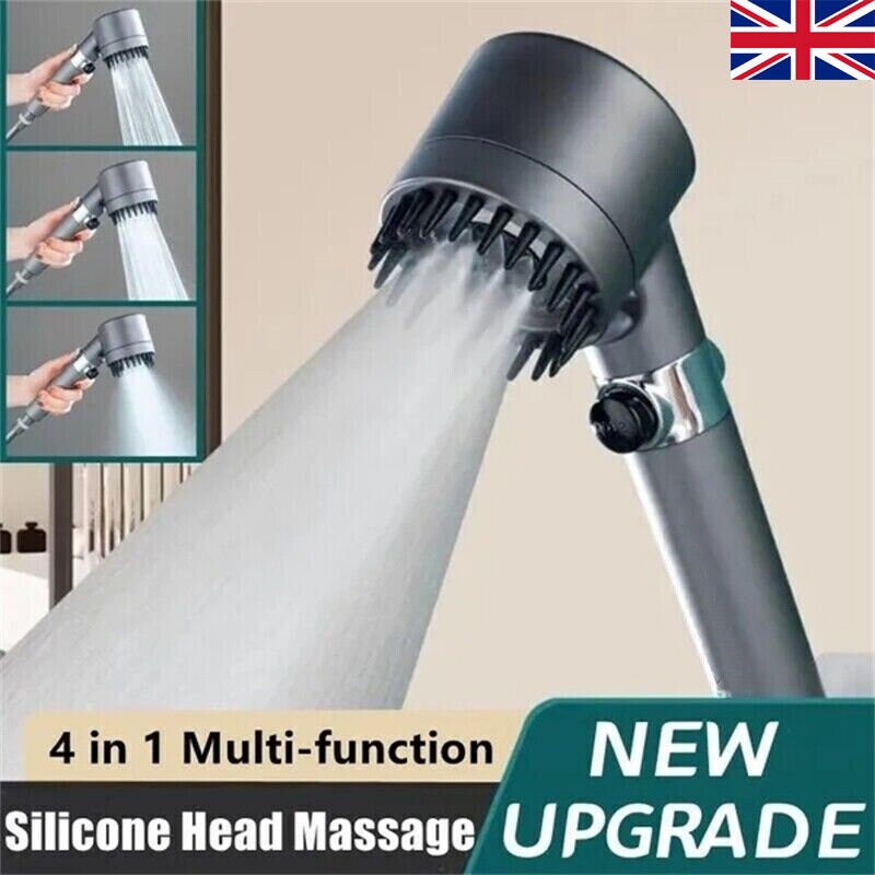 3 Modes Shower Head with Filter High Pressure Water Saving Massage Body Scalp Uk