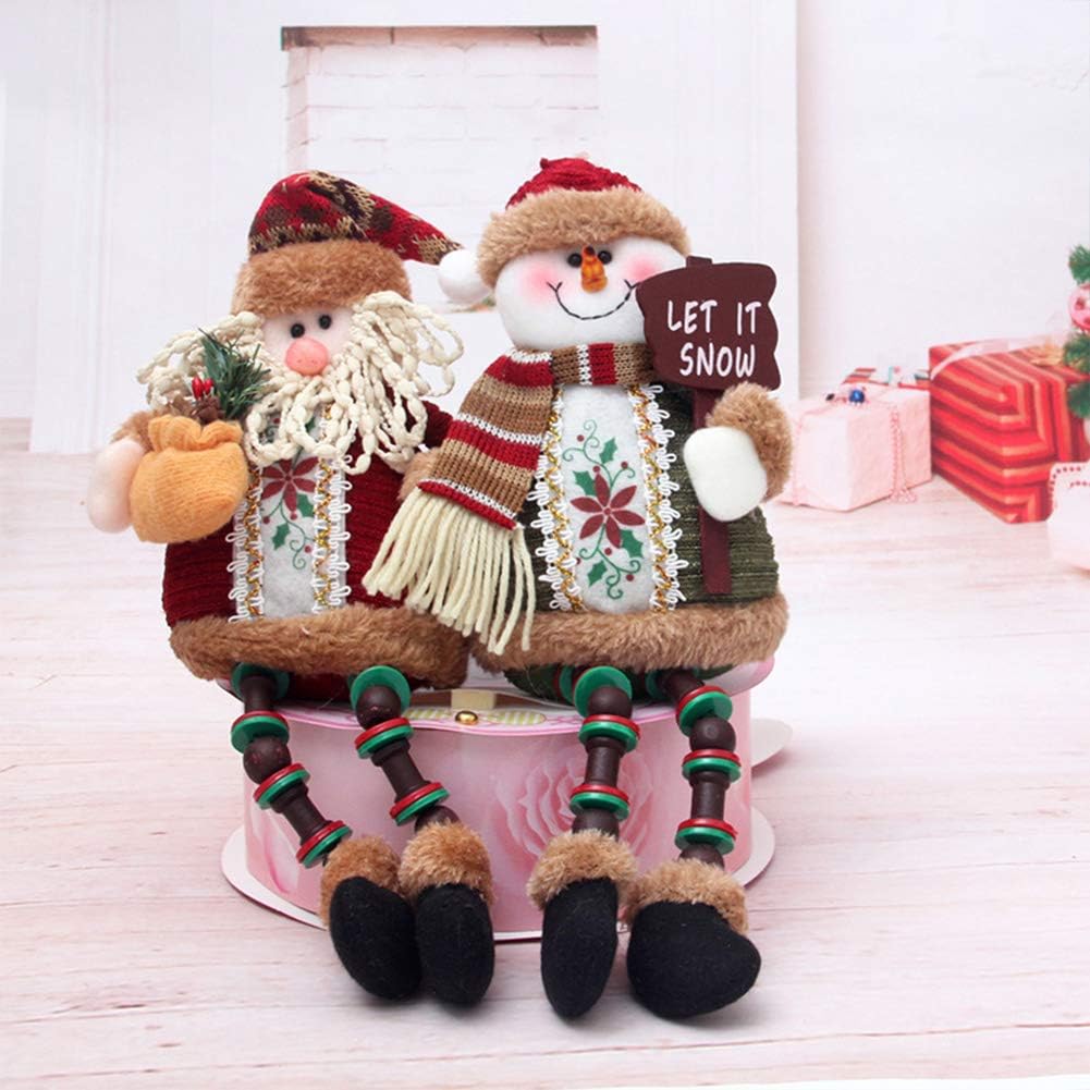 Christmas Plush Toy 3PCS/Set Super Cute Long Leg Sitting Santa Clause Snowman Reindeer Doll Christmas Ornaments Christmas Tree Topper Xmas Ornaments for Christmas Tree Pendant Holiday Party Home Decor