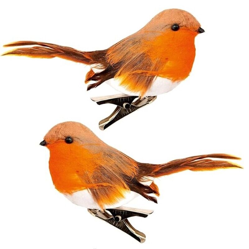 6pcs Clip On Christmas Robins Cute Festive Xmas Tree Bird Decoration Ornament