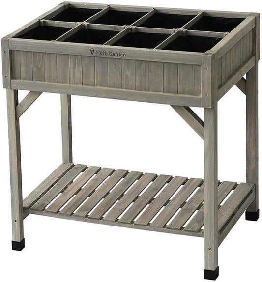 8 Pocket herb Planter Grey Garden Plant Stand Sturdy Decor