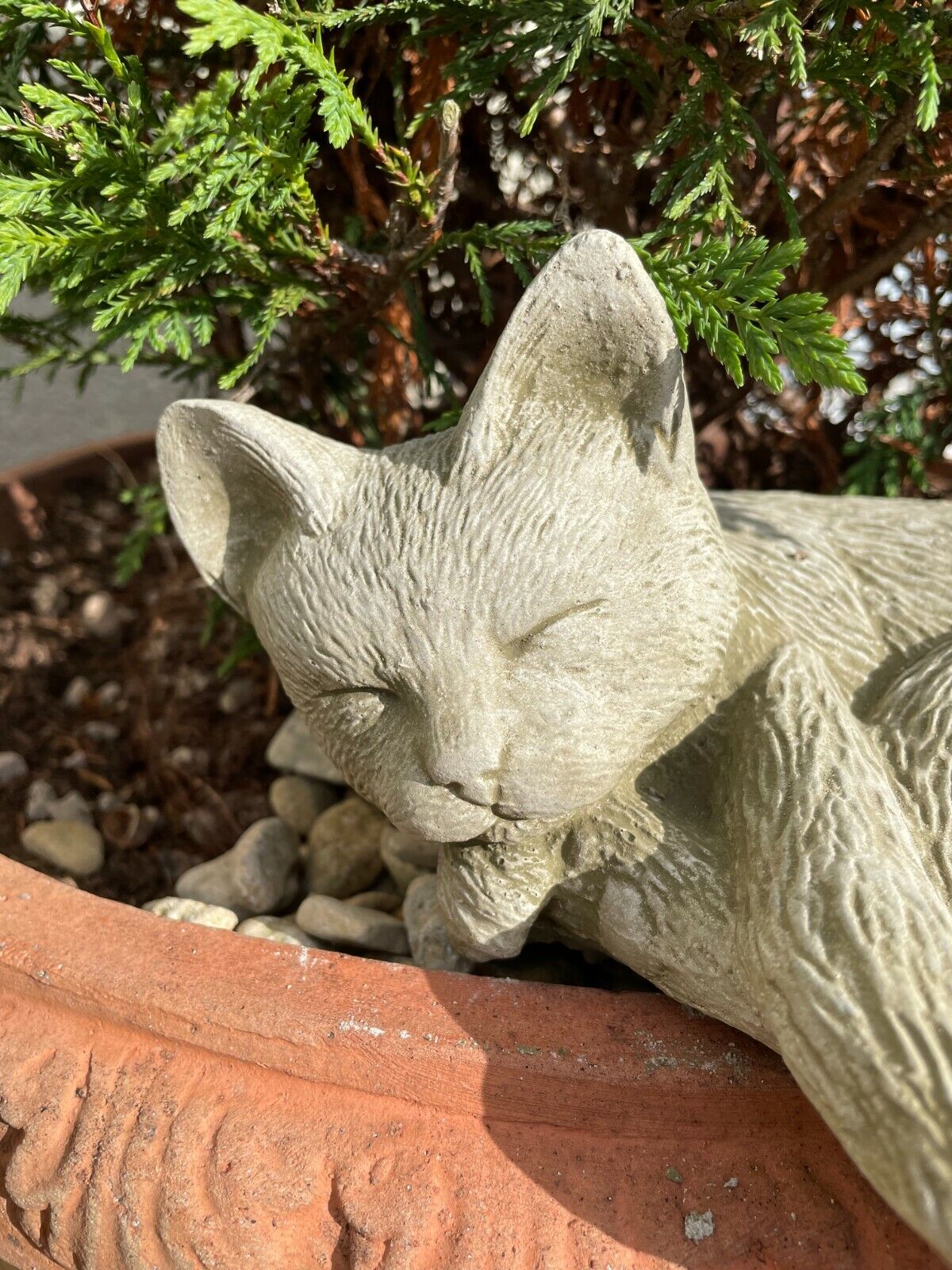 Sleeping Cat Statue | Reconstituted Stone Kitty Animal Concrete Garden Ornament