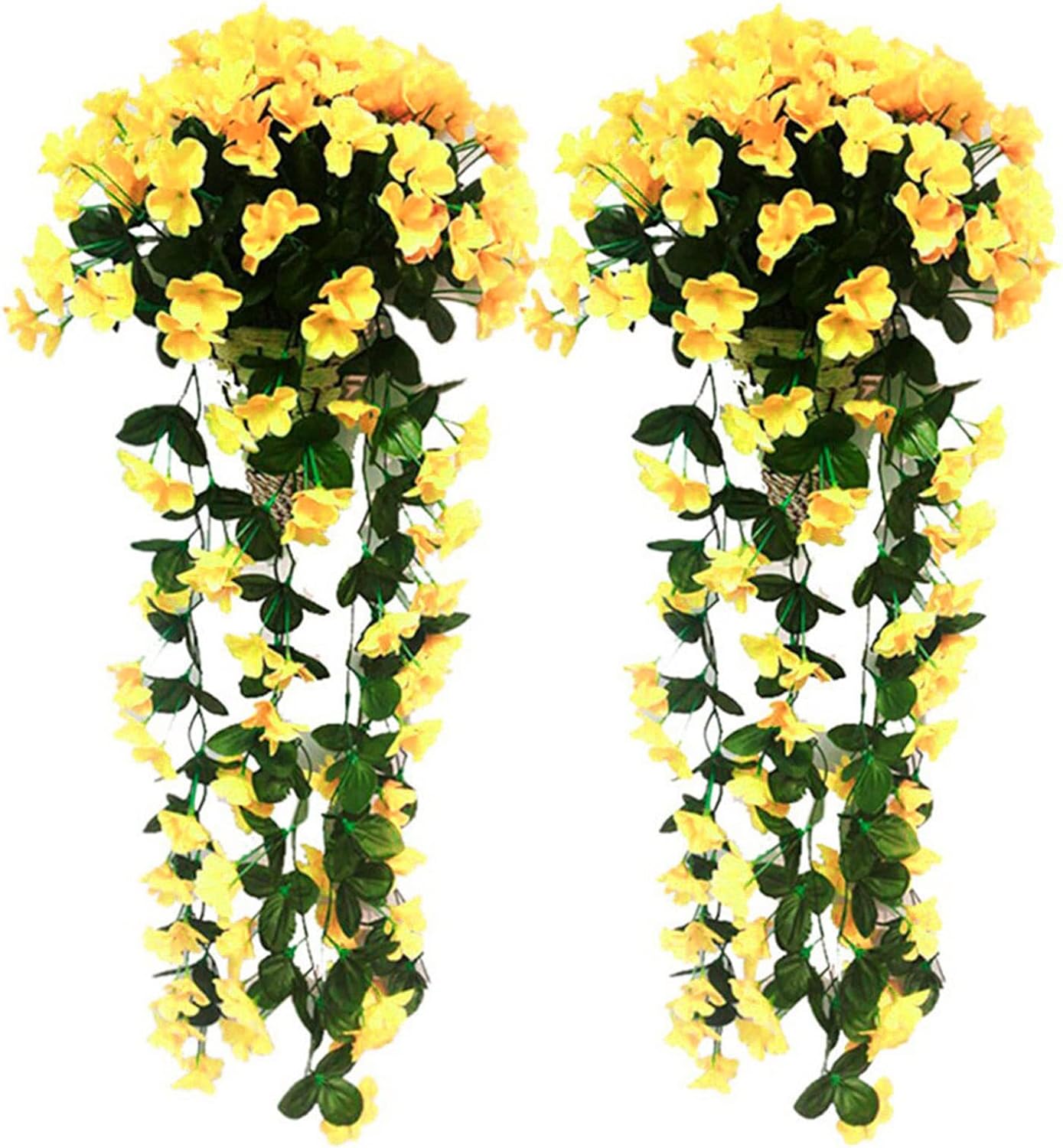 Artificial Wisteria Basket Vine Yellow Artificial Hanging Flowers Fake /Artificial Flowers for Garden Wall Fence Wedding Balcony Outdoor Inside Home Door Decoration (Copy)