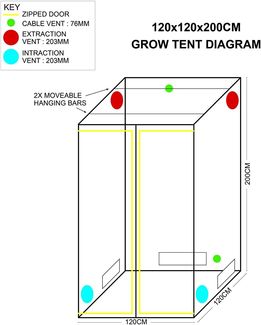 Premium 150 x 150 x 200cm 600D Mylar Indoor Grow Tent Box Hydroponics Dark Room