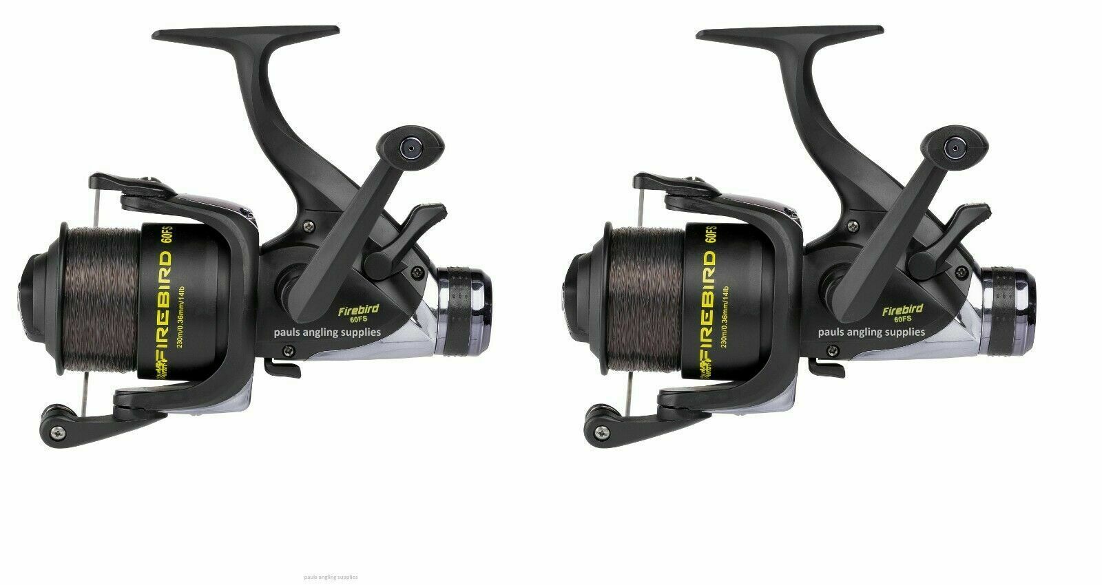 2 x Shakespeare 060 Firebird Freespool Carp Fishing Reel Bait, Switch