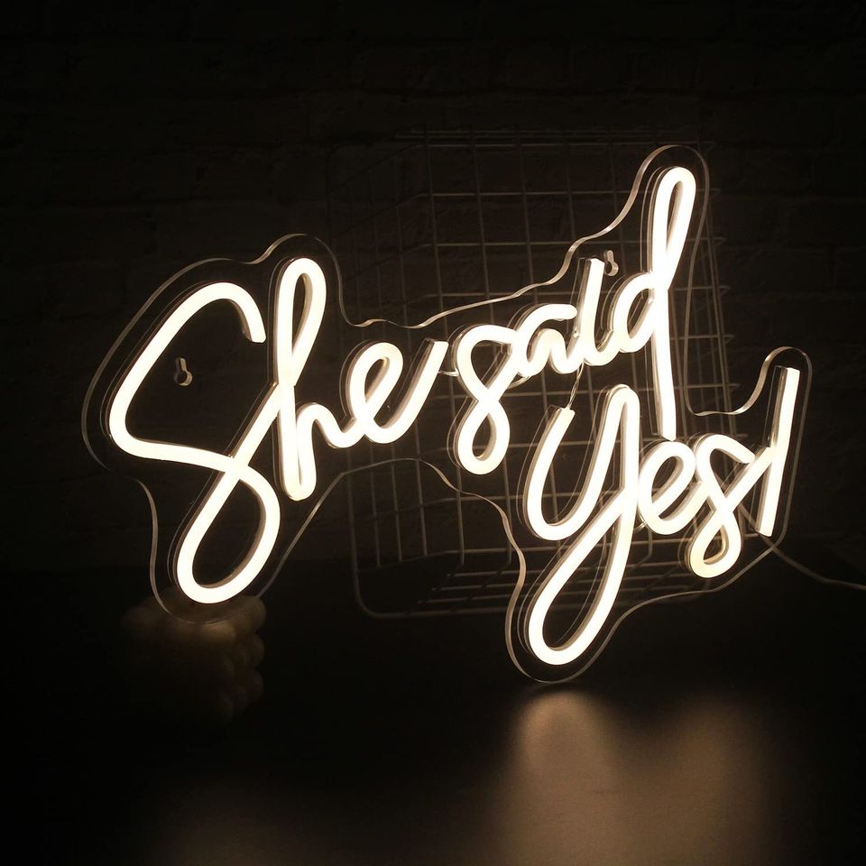 She Said Yes Neon Signs Warm White Led Neon Light,USB Powered Neon Sign Acrylic Art Wa