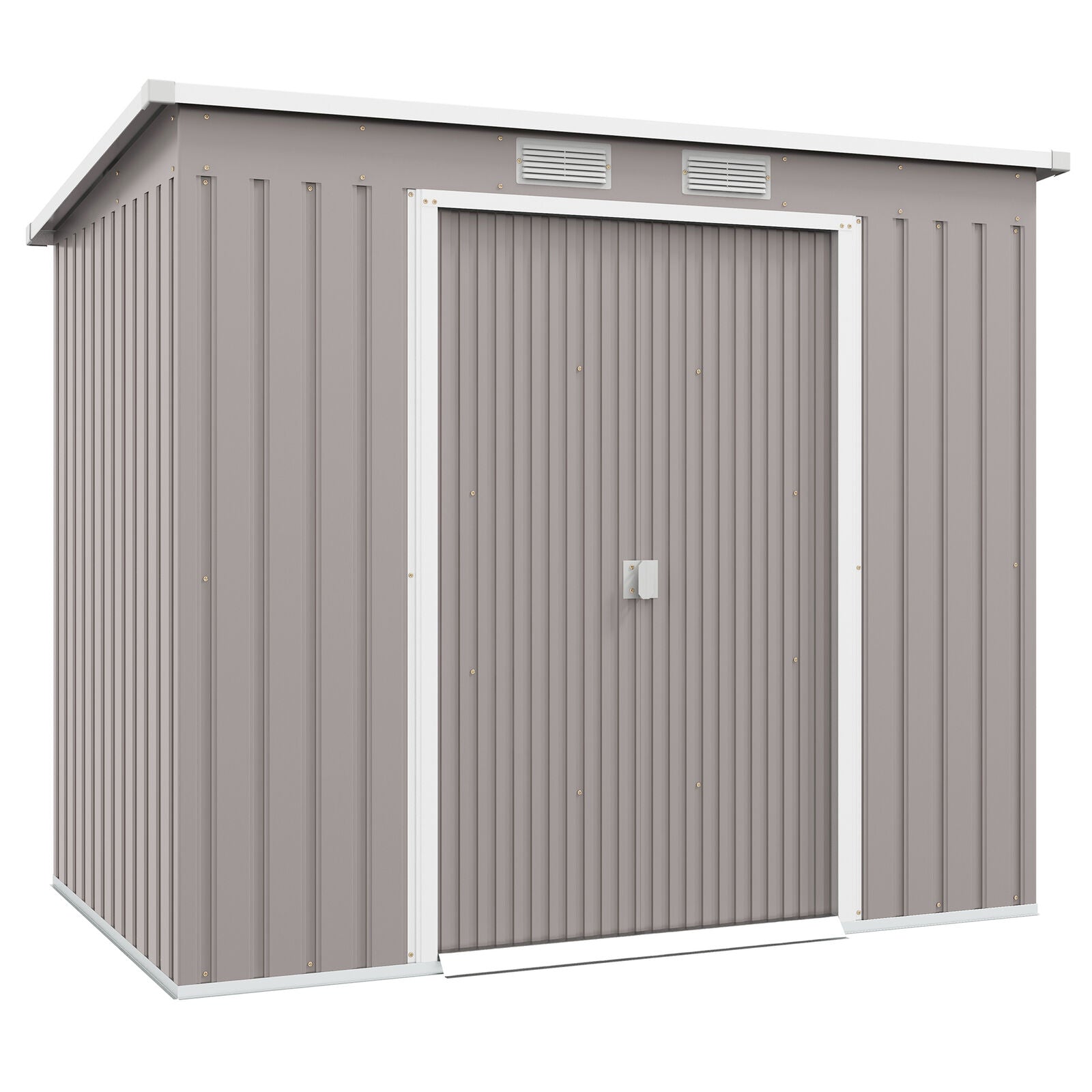 7 x 4ft Metal Garden Storage Shed w/ Double Door & Ventilation Grey