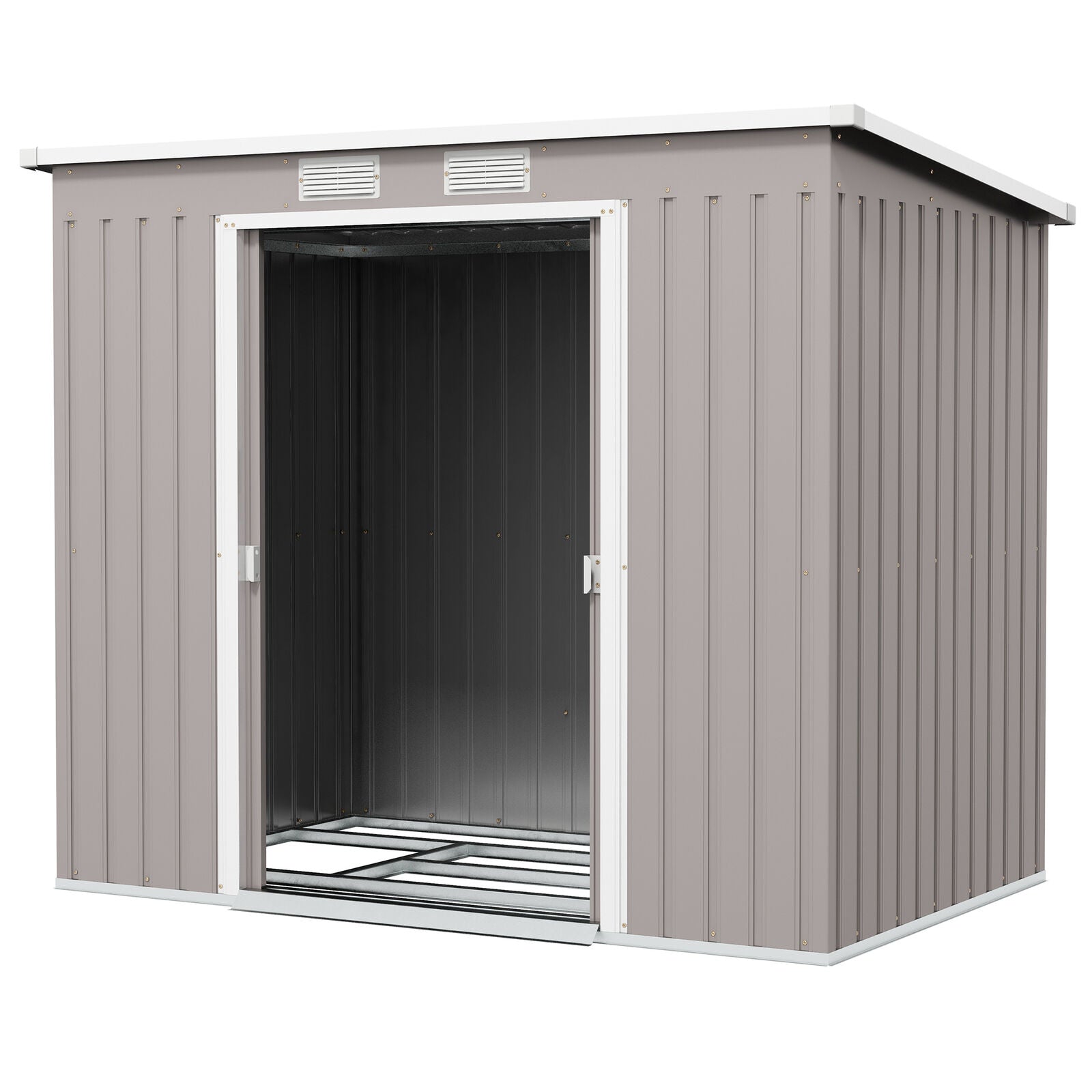 7 x 4ft Metal Garden Storage Shed w/ Double Door & Ventilation Grey