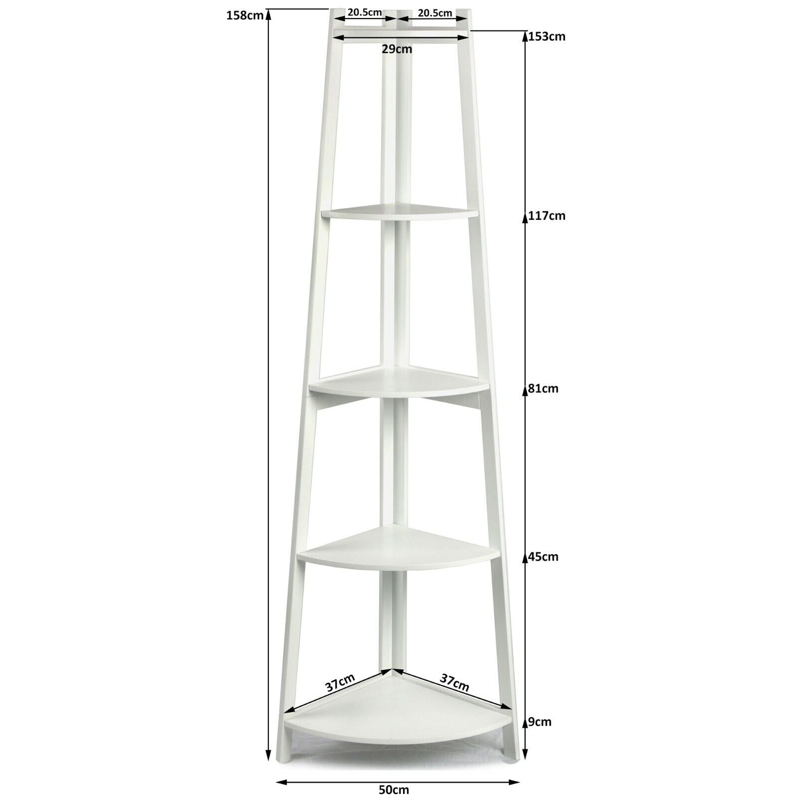 Corner Ladder Shelf Bookcase Display Storage Unit Plant Stand Rack White Grey