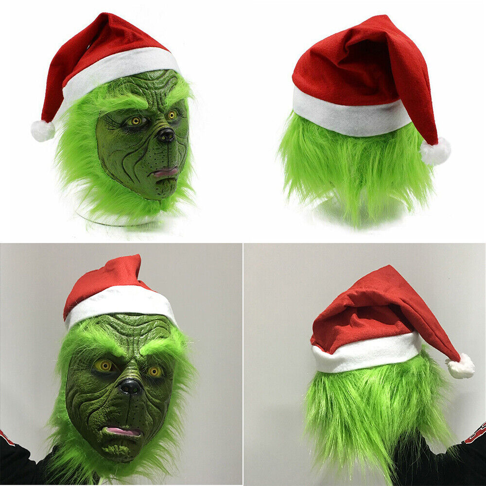 The Grinch Mask Xmas Party Cosplay Christmas Santa Fancy Dress Outfits Adults Size