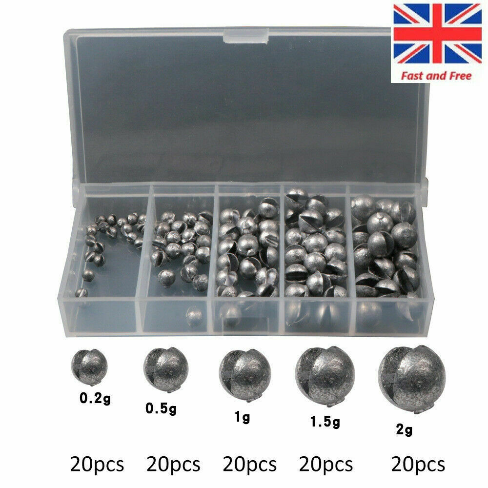 100Pcs Fishing Sinker Set Split Lead Shot Sinker Round Bite Lead Weight Tackle