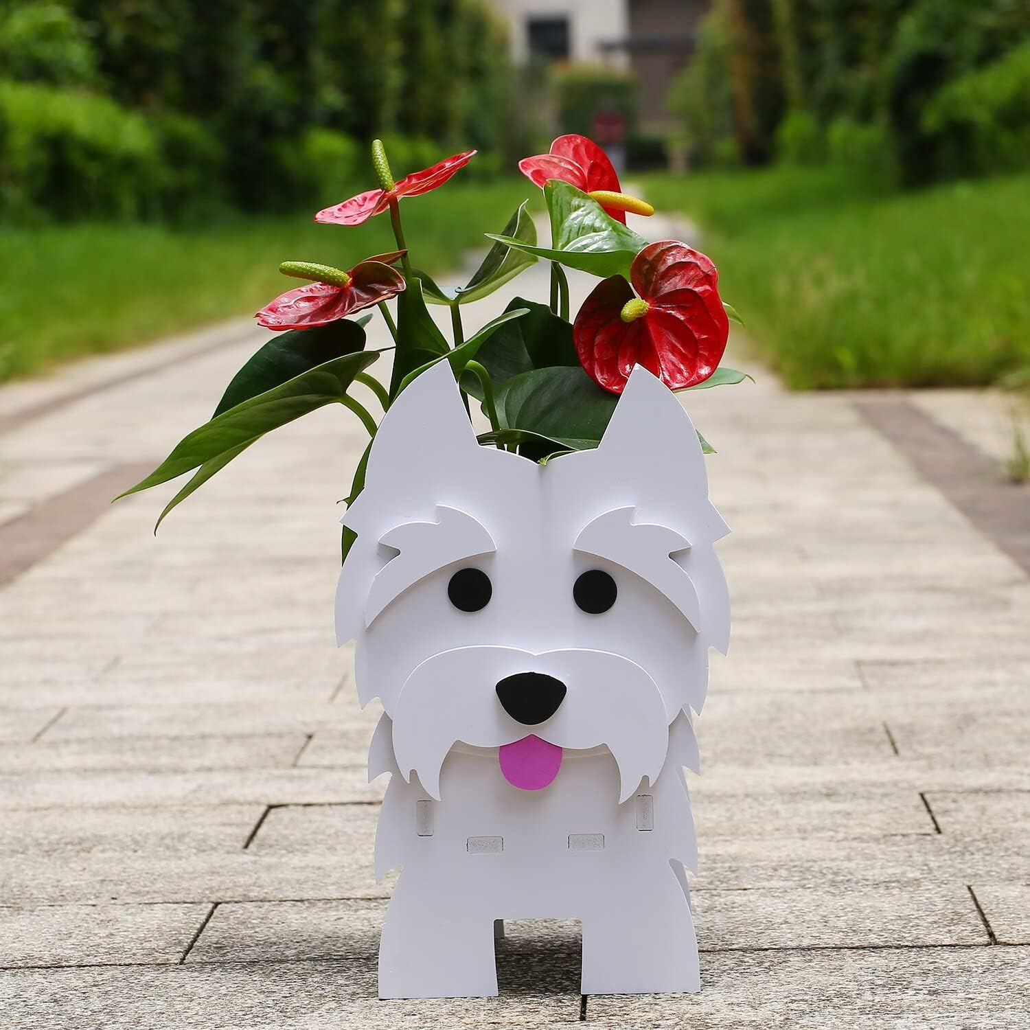 Small Westie Gifts Dog Planter,PVC Animal Plant Pots Outdoor Indoor Garden Planters for Succulent,Cute Rectangular Plant Flower Pots Decor