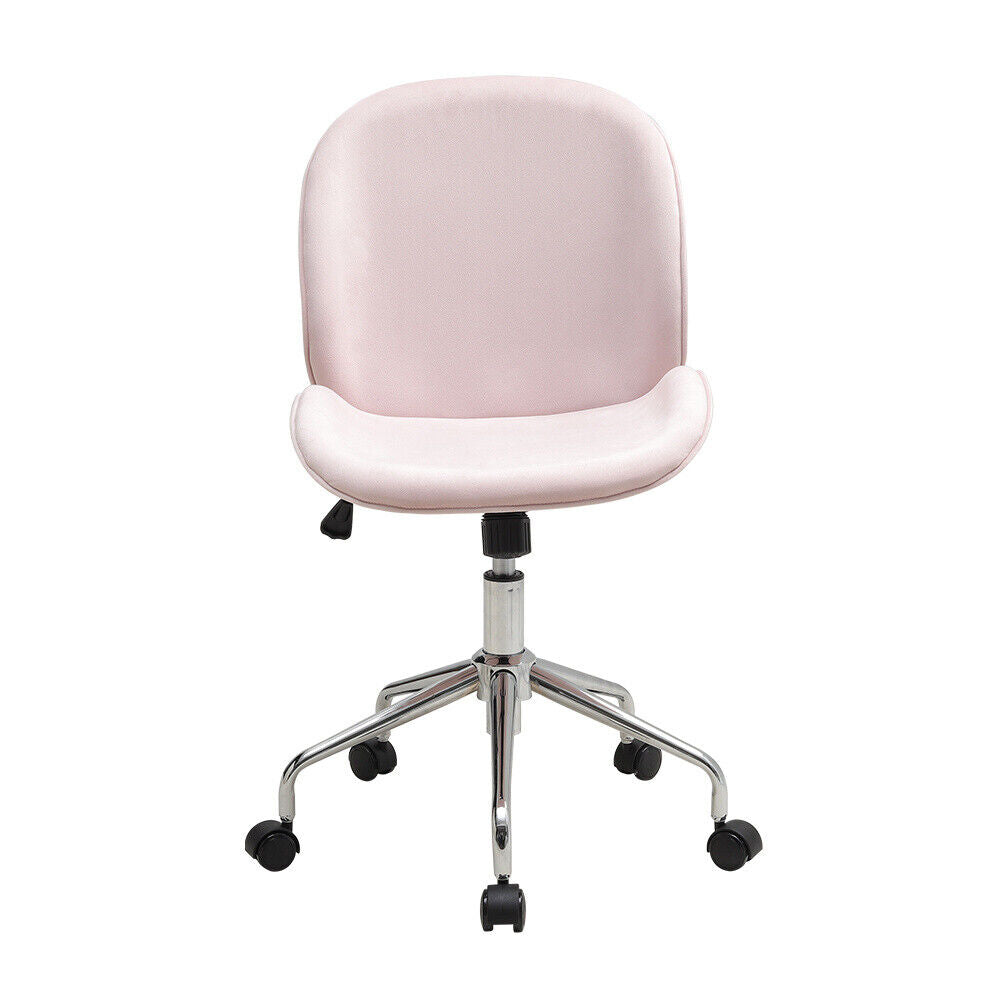 Pink Velvet Swivel Computer Desk Office Chair