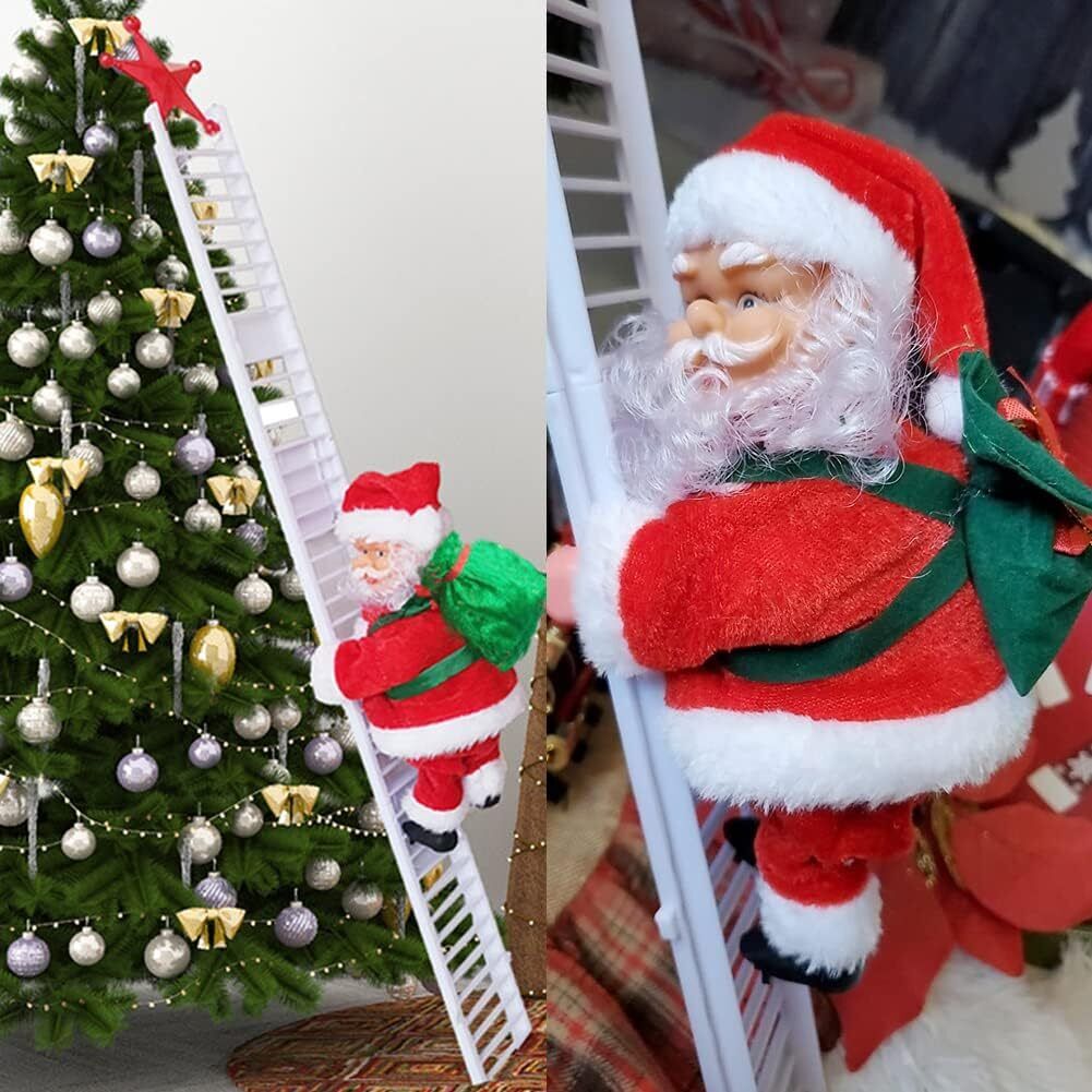 Electric Santa Claus Climbing Ladder Christmas Tree Indoor Outdoor Party Decor