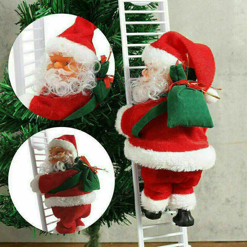 Electric Santa Claus Climbing Ladder Christmas Tree Indoor Outdoor Party Decor